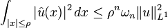 \int_{|x|\le\rho} |\hat{u}(x)|^2\,dx \le \rho^n\omega_n \|u\|_{L^1}^2