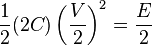 \frac{1}{2}(2C)\left(\frac{V}{2}\right)^2=\frac{E}{2}