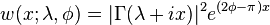  w(x; \lambda, \phi)= |\Gamma(\lambda+ix)|^2 e^{(2\phi-\pi)x}