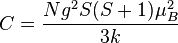 C=\frac{N g^2S(S+1)\mu_B^2}{3k}