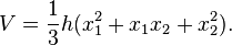 V = \frac{1}{3} h(x_1^2 + x_1 x_2 +x_2^2).