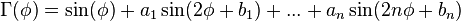 \Gamma(\phi) = \sin(\phi) + a_1 \sin(2\phi + b_1) + ... + a_n \sin(2n\phi + b_n)