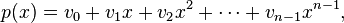 p(x) = v_0 + v_1x + v_2x^2 + \cdots + v_{n-1}x^{n-1},