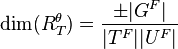 \dim(R^\theta_{T})= {\pm|G^F| \over |T^F||U^F|}