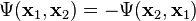 
\Psi(\mathbf{x}_1,\mathbf{x}_2) = -\Psi(\mathbf{x}_2,\mathbf{x}_1)
