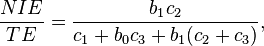  \frac{NIE}{TE} = \frac{b_1 c_2}{c_1 + b_0 c_3 + b_1 (c_2 + c_3)}, 