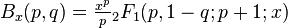  B_x(p,q) = \tfrac{x^p}{p}{}_2F_1(p,1-q;p+1;x)