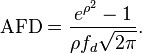 \mathrm{AFD} = \frac{e^{\rho^2} - 1}{\rho f_d \sqrt{2\pi}}.