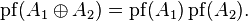 \operatorname{pf}(A_1\oplus A_2) =\operatorname{pf}(A_1)\operatorname{pf}(A_2).