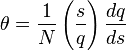  \theta = \frac{1}{N}\left(\frac{s}{q}\right)\frac{dq}{ds} 