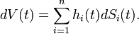 
dV(t) = \sum_{i=1}^{n} h_i(t) dS_{i}(t).
