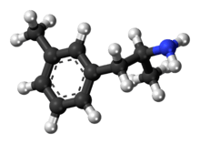 Ball-and-stick model of the 3-methylamphetamine molecule