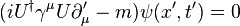 ( iU^\dagger \gamma^\mu U\partial_\mu^\prime - m)\psi(x^\prime,t^\prime) = 0