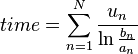 time = \sum_{n=1}^N \frac{u_n}{\ln \frac{b_n}{a_n}}