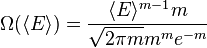  \Omega(\langle E\rangle)=\frac{\langle E\rangle^{m-1}m}{\sqrt{2\pi m}m^me^{-m}}