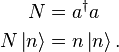 \begin{align}
                        N &= a^\dagger a \\
  N\left| n \right\rangle &= n\left| n \right\rangle.
\end{align}