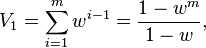 V_1=\sum_{i=1}^m{w^{i-1}} = \frac {1-w^{m}}{1-w},