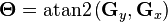 \mathbf{\Theta} = \operatorname{atan2}\left({ \mathbf{G}_y , \mathbf{G}_x }\right)