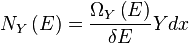 N_{Y}\left(E\right)=\frac{\Omega_{Y}\left(E\right)}{\delta E} Y dx\,