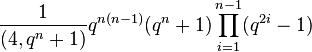 {1\over (4,q^n+1)}q^{n(n-1)}(q^n+1)\prod_{i=1}^{n-1}(q^{2i}-1)