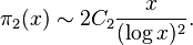 \pi_2(x)\sim2C_2\frac{x}{(\log x)^2}.