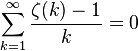 \sum_{k=1}^\infty \frac{\zeta(k) - 1}{k} = 0