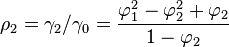 \rho_2 = \gamma_2 / \gamma_0 = \frac{\varphi_1^2 - \varphi_2^2 + \varphi_2}{1-\varphi_2}