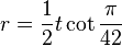 r = \frac{1}{2}t \cot \frac{\pi}{42}