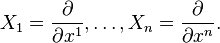 X_1 = \frac{\partial}{\partial x^1},\dots,X_n=\frac{\partial}{\partial x^n}.