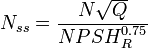 
N_{ss} = \frac{N\sqrt{Q}} {{NPSH}_R^{0.75}} 
