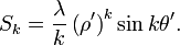 S_{k} = \frac{\lambda}{k} \left( \rho^{\prime} \right)^{k} \sin k\theta^{\prime} . 