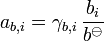 a_{b,i} = \gamma_{b,i}\, \frac{b_i}{b^{\ominus}}