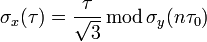 \sigma_x(\tau) = \frac{\tau}{\sqrt{3}}\operatorname{mod}\sigma_y(n\tau_0)