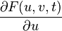 \frac{\partial F(u, v, t)}{\partial u}