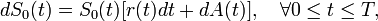 dS_0(t) = S_0(t)[r(t)dt + dA(t)], \quad \forall 0\leq t \leq T,  