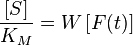 \frac{[S]}{K_M} = W \left[ F(t) \right]\,  