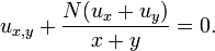 u_{x,y}+\frac{N(u_x+u_y)}{x+y}=0. 