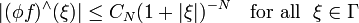 |(\phi f)^\wedge(\xi)| \le C_N(1+|\xi|)^{-N}\quad\mbox{for all }\ \xi\in\Gamma