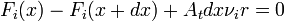  F_{i}(x) - F_{i}(x+dx) + A_t dx \nu_i r = 0 