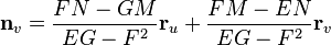 \bold{n}_v = \frac {FN-GM} {EG-F^2} \bold{r}_u + \frac {FM-EN} {EG-F^2} \bold{r}_v 