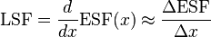  \text{LSF} = \frac{d}{dx}\text{ESF}(x) \approx \frac{\Delta \text{ESF}}{\Delta x}