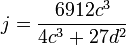 j=\frac{6912c^3}{4c^3+27d^2}