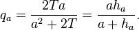 q_a=\frac{2Ta}{a^2+2T}=\frac{ah_a}{a+h_a}.