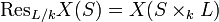 \mathrm{Res}_{L/k}X(S) = X(S \times_k L)