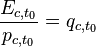 \frac{E_{c,t_0}}{p_{c,t_0}} = q_{c,t_0}