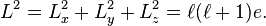 L^2=L_x^2+L_y^2+L_z^2=\ell(\ell+1)e.