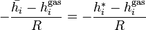 -\frac{\bar{h_i}-h_i^\mathrm{gas}}{R}=-\frac{h_i^*-h_i^\mathrm{gas}}{R}