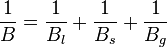 \frac{1}{B} = \frac{1}{B_l} + \frac{1}{B_{s}} + \frac{1}{B_g}