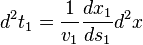 d^2t_1=\frac{1}{v_1}\frac{dx_1}{ds_1}d^2x