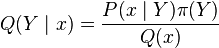  Q(Y \mid x) = \frac{P(x \mid Y) \pi(Y)}{Q(x)}  